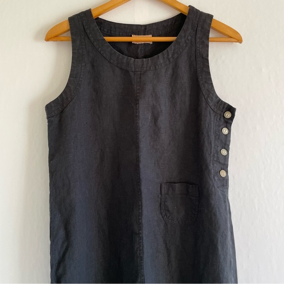 Black Linen Dress Size M - Picture 3 of 13